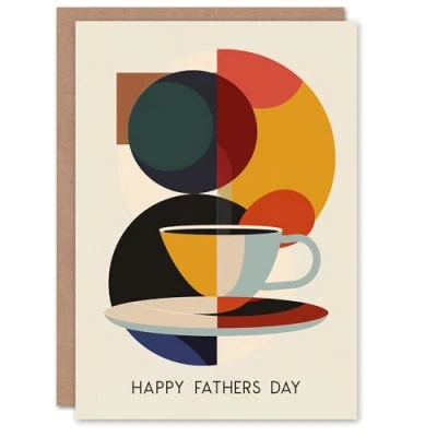 Image of Artery8 Father&#039;s Day Card Coffee Cup Bauhaus Geometric Design For Him Dad Father Greeting