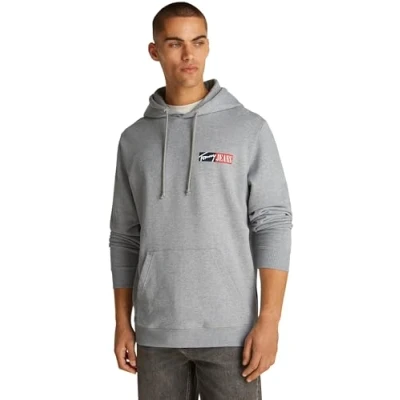 Image of Tommy Jeans Entry Graphic Hoodie Sweatshirt, Men&#039;s, Size: 42, Grey