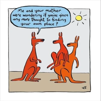 Image of Woodmansterne Birthday/Blank Funny Card for Men/Women General Humour Male/Female Kangaroo Time to Move Out Eco Friendly and Recyclable