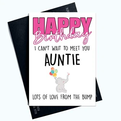 Image of Auntie Birthday Card from The Bump Aunt Can&#039;t Wait to Meet You Cards Sis PC1005