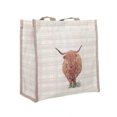 Image of Signare Tapestry Highland Cow Collection Shopper Bag with Pockets, Eco Friendly, Reusable and Vegan Rustic Charm Style