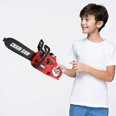 Image of xwin sportseries Construction Tool Electric Chain Saw Toy Play Set Rotating Chain, Realistic Sounds &amp; Pretend Garden Yardwork, Outdoor Preschool Lawn Gift for Toddler, Red Colour