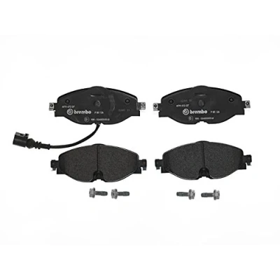 Image of L8V0698151D brake pad set BREMBO P 85 126 incl. wear warning contact with caliper screws without accessories VOLKSWAGEN: T Roc, Golf 7 Variant