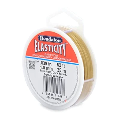 Image of Beadalon Stretch Cord, Rubber, Satin Gold, 1 mm/25 m