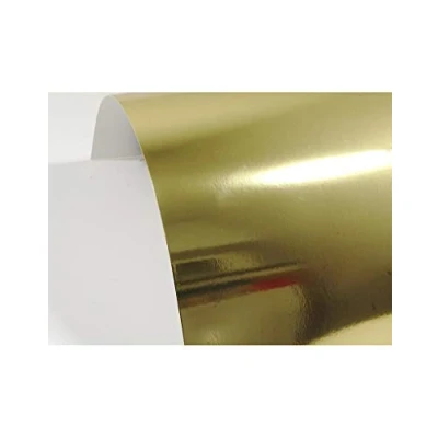Image of Netuno 50 x Mirror Card Gold Printed on One Side DIN A5 148 210 mm Paper for Crafts Making Golden Cardboard Stock