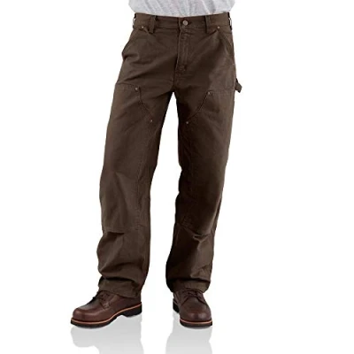 Image of Carhartt Men&#039;s Washed Duck Double Front Dungaree Jeans, Dark Brown, 33W / 34L