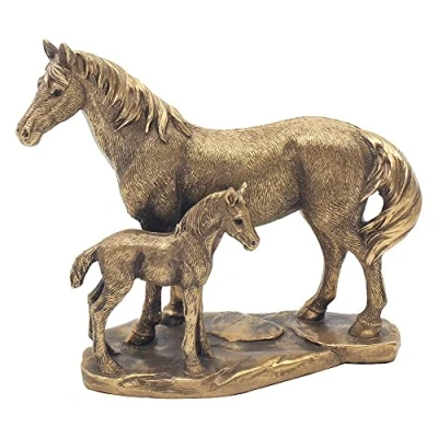 Image of The Leonardo Collection LP48781 Reflections Bronzed Mare and Foal Horses Ornament, Boxed