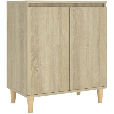 Image of vidaXL Sideboard with Solid Wood Legs Sonoma Oak 60x35x70 cm Engineered