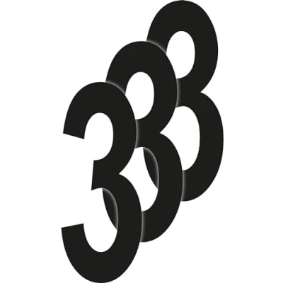 Image of St Helens Home Garden Wheelie Bin Self Adhesive Waterproof Number Sticker Transfer Vinyl pack of 3 Black (3)