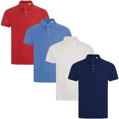 Image of True Face Mens Polo Shirt Plain Tshirt Short Sleeve Summer Work Pique T Workwear Adult Tee Classic Casual Top Set 4 Pack S