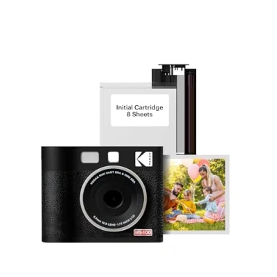 Image of KODAK Cam Mini Shot 4 Era Instant Digital Camera &amp; Photo Printer, Black 4x4 (Camera + One Touch Paper)