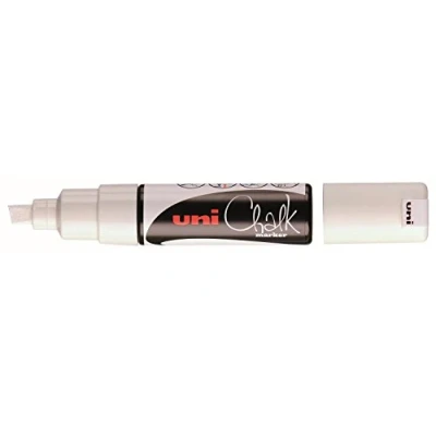 Image of UNI CHALK PWE 8K FL WHITE Marker CHISEL TIP 8.0mm Single