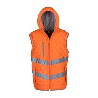 Image of Yoko Unisex Adults Hi Vis Kensington Hooded Gilet (3XL) (Orange)
