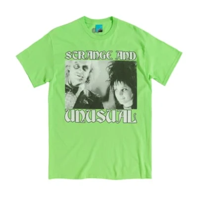 Image of TruffleShuffle Beetlejuice and Lydia Strange Unusual Green T Shirt