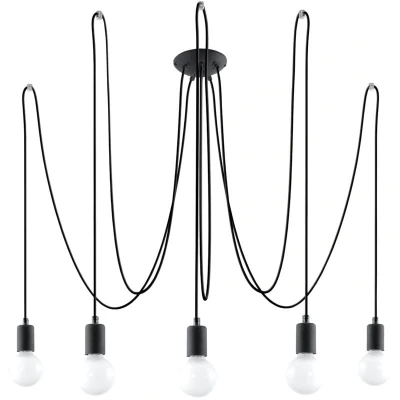Image of Edison 5 Light Cluster Drop Pendant Black, E27