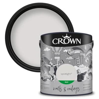 Image of Crown Walls &amp; Ceilings Silk Emulsion Paint, Size 2.5L, Spotlight