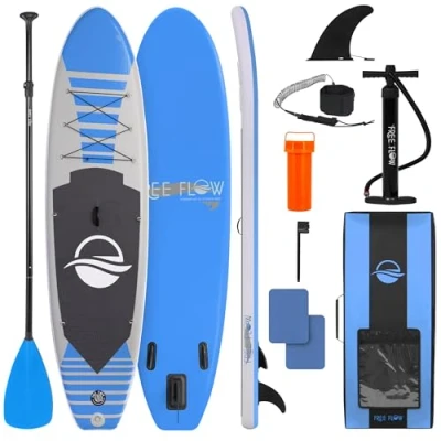 Image of SereneLife Inflatable Stand Up Paddle Board, SUP Board Paddleboards for Adults &amp; Youth, Accessories,15.25 cm Thick Standup Paddleboarding, Non Slip Deck, Wide Stance, Surf Control