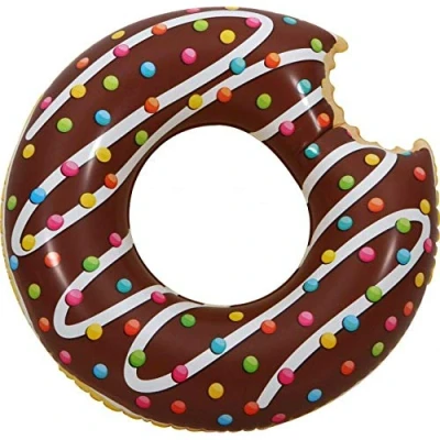 Image of Giant Chocolate Pool Float inflatable Rubber Ring Lilo Toys Doughnut Donut Large Xl Adult Swim Water Raft Floating
