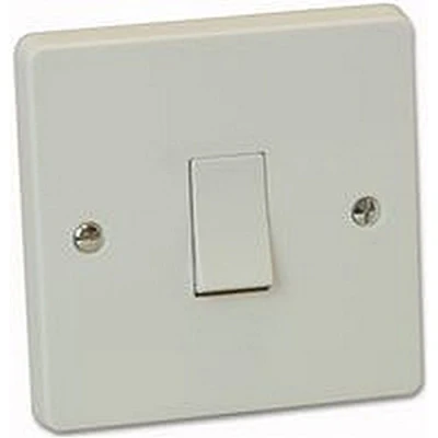 Image of 1G1W PLATE SWITCH 10A Electrical Switches &amp; Socket Outlets, 10A, Finish: White Moulded