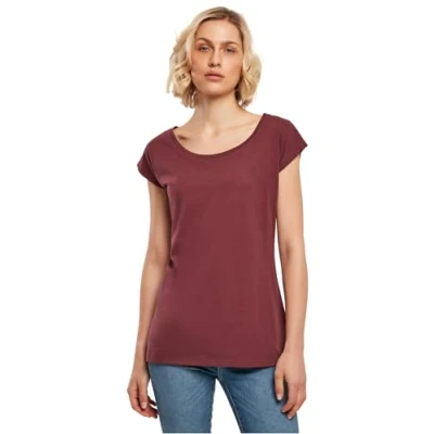Image of Build Your Brand Women&#039;s Ladies Wide Neck tee T Shirt, Cherry, XXXL