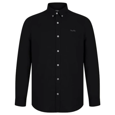 Image of Tokyo Laundry Men&#039;s Holkham Cotton Twill Long Sleeve Casual Shirt Jet Black