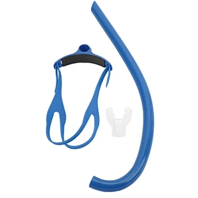Image of Front Mounted Snorkel, Snorkel Durable Adjustable Headband with Silicone Mouthpiece for Swimming(blue)