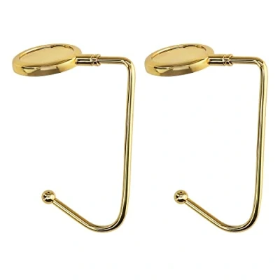 Image of kwmobile Purse Hooks for Table Set of 2 Metal Handbag Hook Holder Hand Bag Hanger Tables, Desks, Gold