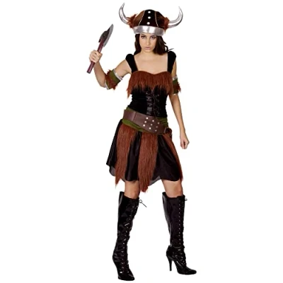 Image of Bristol Novelty AC883 Viking Man Costume set For Women Multicolor Lady, Brown, Size 10 14