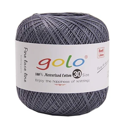Image of golo Crochet Thread Size 30 for Hand Knitting Cotton Yarn (Silver grey 765)