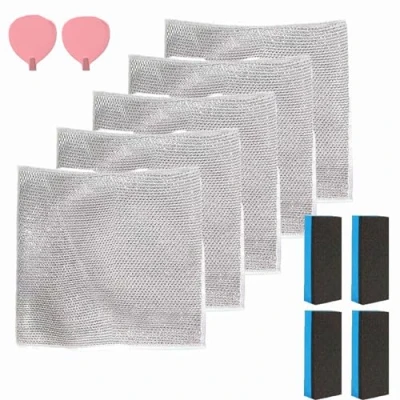 Image of 10pcs Multipurpose Wire Dishwashing Rags For Wet And Dry,Reusable Kitchen Cleaning Towels Dish Cloths,Multifunctional Cloths Kitchen,Non Scratch Scrubbing Dishcloth (5pcs)
