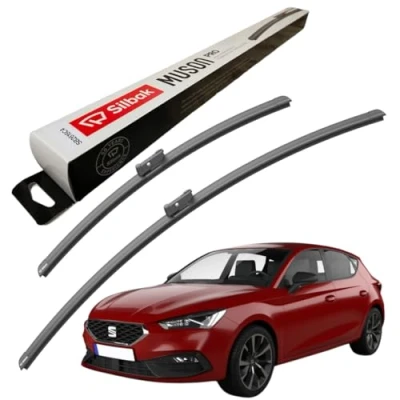 Image of Silbak Windscreen Wipers, for SEAT LEON (05/2020 ONWARDS) Wiper Blades, 650mm/450mm, Front Blades Set Accessories,