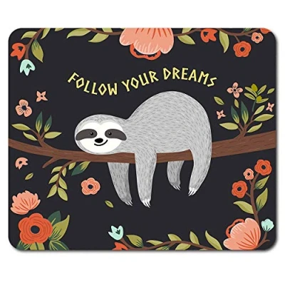 Image of Follow Your Dreams Sloth Mouse Mat Pad Cute Kids Flowery Gift Computer #13267