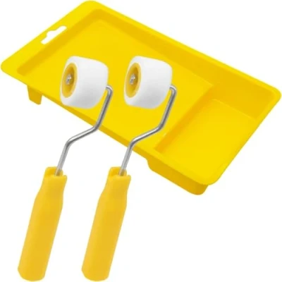 Image of 4/5 inch Mini Paint Rollers for Touch up Trim Edge or Corner, Small Roller with Tray,Extra Wool Brushes, Tiny Painting Tool
