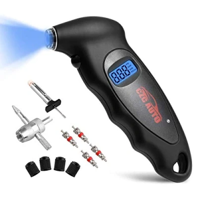 Image of CZC AUTO Digital Tyre Pressure Gauge Checker 150 PSI 4 Ranges with Light Nozzle Backlight LCD Display &amp; Non Slip Grip for Car Truck Bike Motorcycle, Tread Depth