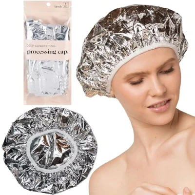 Image of Kitsch Reusable Processing Cap for Hair, Deep Conditioning Cap, Coloring Aluminum Thermic Silver Foil