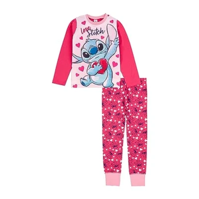Image of Disney Lilo &amp; Stitch Girls Pyjamas Pjs Set, Ages 5 to 15 Years Old 11 12 Fuschia