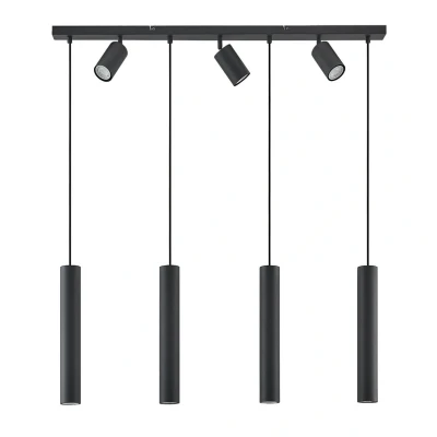 Image of Lindby Sanad hanging light black 7 bulb long