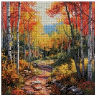 Image of The Autumn Colors (3) Counted Cotton Cross Stitch,100% Cotton,14count,150x150stitch, 26x26cm Wide Stuning folliage View Stitch kit