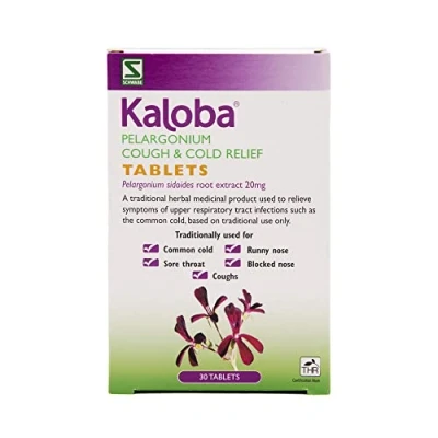 Image of Schwabe Pharma Kaloba Cough &amp; Cold Relief Tablets Pelargonium Sidoides Root Extract 20mg Traditionally Used for Common Cold, Runny Nose, Sore Throat, Blocked Coughs 30