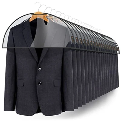Image of Hangerworld 20 Clear Black Trim Shoulder Clothes Suit Shirt Jacket Cover Protect Storage.