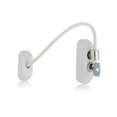Image of XFORT Viper Key Locking Cable Window Restrictor in White, Durable Safety Lock for Child and Security