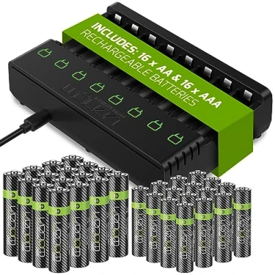 Image of Venom Rechargeable Battery Charging Dock plus 16 x AA 2100mAh and AAA 800mAh Batteries