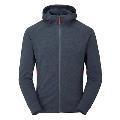 Image of Rab Men&#039;s Nexus Hoody Full Zip Lightweight Fleece Jacket for Trekking &amp; Climbing Steel Medium