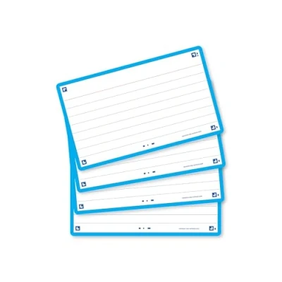 Image of Flash Cards by Oxford, Ruled with Turquoise Frame, Pack of 80 Cards, 7.5x12.5cm Size, 400133876