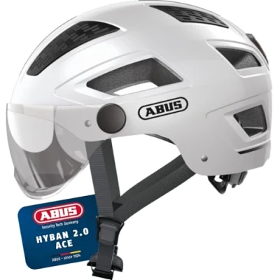 Image of ABUS Hyban 2.0 ACE City Helmet Durable Bicycle for Daily Use with ABS Hard Shell Women and Men White, Size M