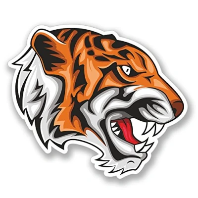 Image of 2 x Tiger Sticker Car Bike Laptop Helmet Decal Lion Cat Skate Animal #4143 (10cm Wide 8.6cm Tall)