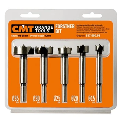 Image of CMT 537.000.05 5 Piece Forstner Bit set, 15 20 25 30 35mm Diameters, 8 10mm Shank
