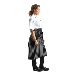 Image of Whites Bistro Apron Black/White Butchers Stripe 900x800mm