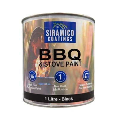 Image of SIRAMICO COATINGS BBQ &amp; Stove Paint High Temperature 1000c (Black, 1 Litre)
