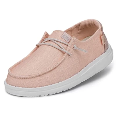 Image of Hey Dude Wendy Youth Glitter Moc Toe Shoes, Rose Crystal, 2 UK Child